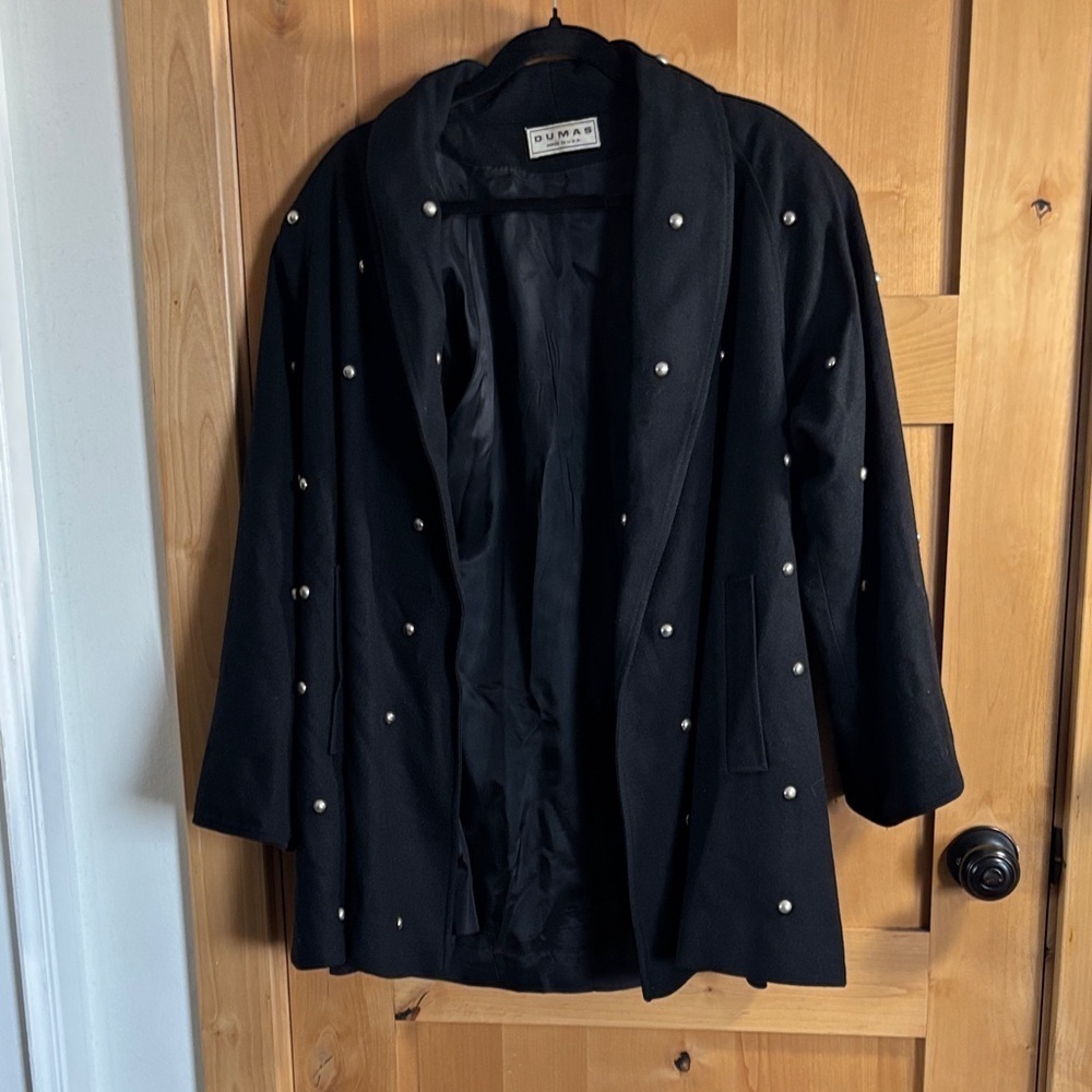 Pierre Dumas Black Blazer with Pearl Embellishments